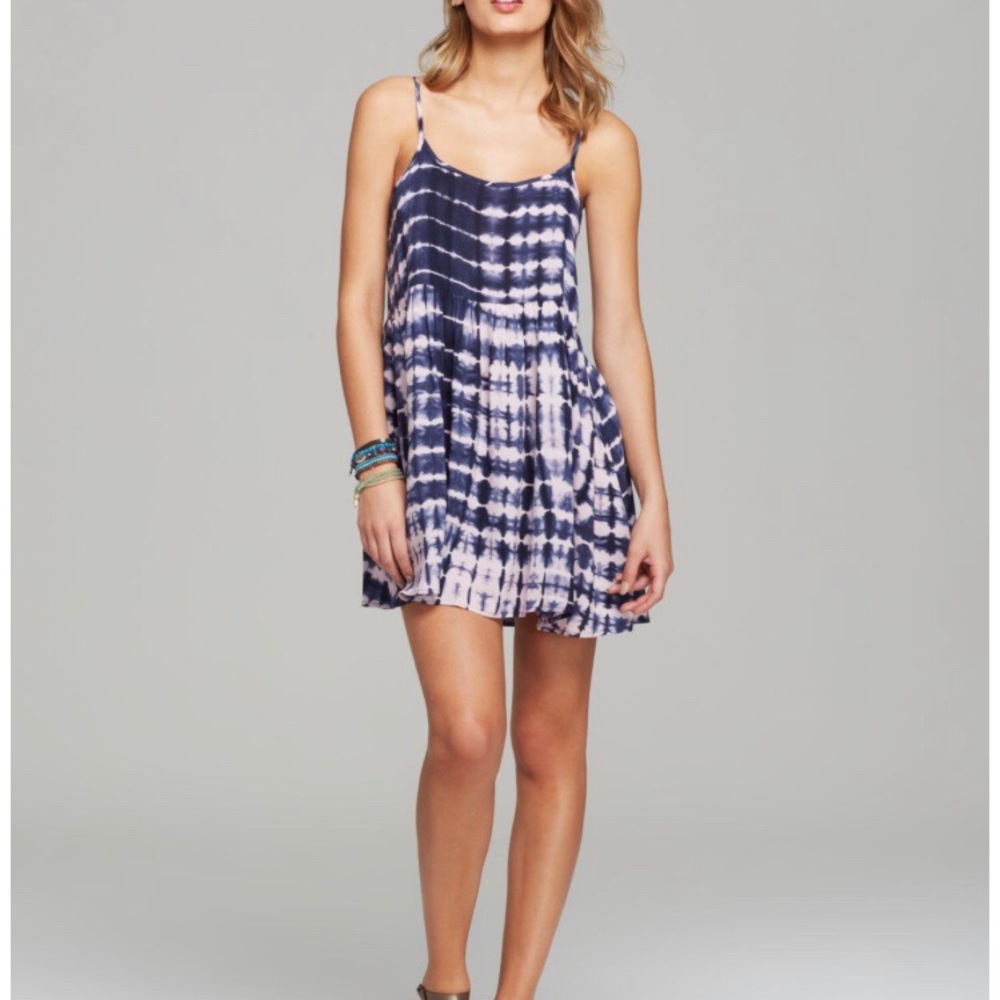 MINKPINK Navy and White Tie-Dye Mini Dress